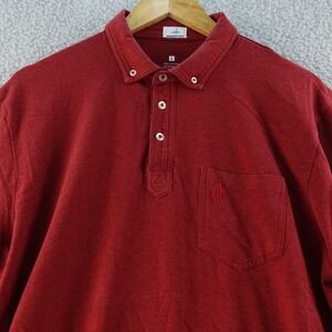 Johnny O Mens L Hanging Out Cotton Red Long Sleeve Button Down‎ Polo Shirt Rugby
